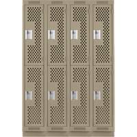 Casiers Clean Line, 2 niveaux, Bloc de 4, 48" x 18" x 76", Acier, Beige, Rivet (assembl&eacute;), Perfor&eacute; Equipment World