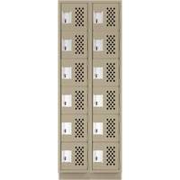 Assembled Lockerettes Clean Line Perforated Economy Lockers, 6 -tier, Bank of 2, 18" x 72" x 12", Steel Equipment World