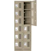 Assembled Lockerettes Clean Line Perforated Economy Lockers, 6 -tier, Bank of 2, 18" x 72" x 12", Steel Equipment World