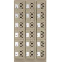 Assembled Lockerettes Clean Line Perforated Economy Lockers, 6 -tier, Bank of 3, 18" x 72" x 12", Steel Equipment World