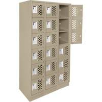 Assembled Lockerettes Clean Line Perforated Economy Lockers, 6 -tier, Bank of 3, 18" x 72" x 12", Steel Equipment World