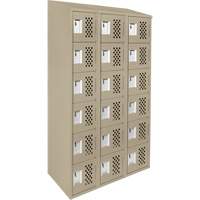 Clean-Line Perforated Lockerette, 6 -tier, Bank of 3, 15" x 72" x 12", Steel Equipment World