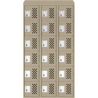 Clean-Line Perforated Lockerette, 6 -tier, Bank of 3, 15" x 72" x 12", Steel Equipment World