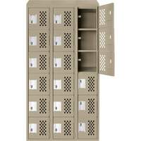 Clean-Line Perforated Lockerette, 6 -tier, Bank of 3, 15" x 72" x 12", Steel Equipment World
