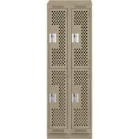 Casiers Clean Line, 2 niveaux, Bloc de 2, 24" x 12" x 82", Acier, Beige, Rivet (assembl&eacute;), Perfor&eacute; Equipment World