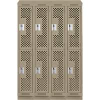 Casiers Clean Line, 2 niveaux, Bloc de 4, 48" x 12" x 82", Acier, Beige, Rivet (assembl&eacute;), Perfor&eacute; Equipment World