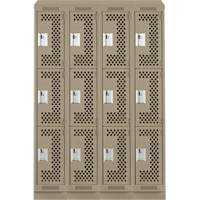 Casiers Clean Line, 3 niveaux, Bloc de 4, 48" x 18" x 82", Acier, Beige, Rivet (assembl&eacute;), Perfor&eacute; Equipment World