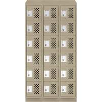 Clean-Line Perforated Lockerette, 6 -tier, Bank of 3, 12" x 72" x 12", Steel Equipment World