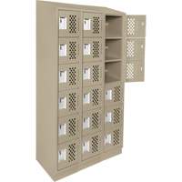 Clean-Line Perforated Lockerette, 6 -tier, Bank of 3, 12" x 72" x 12", Steel Equipment World