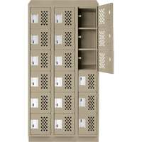Clean-Line Perforated Lockerette, 6 -tier, Bank of 3, 12" x 72" x 12", Steel Equipment World