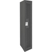 Clean Line Lockers, 12" x 12" x 72", Steel, Charcoal, Rivet (Assembled), Perforated Equipment World