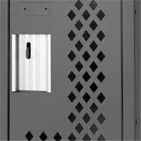 Clean Line Lockers, 3 -tier, 12" x 18" x 82", Steel, Charcoal, Rivet (Assembled), Perforated Equipment World