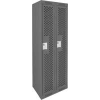 Clean Line Lockers, Bank of 2, 24" x 12" x 72", Steel, Charcoal, Rivet (Assembled), Perforated Equipment World