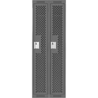 Clean Line Lockers, Bank of 2, 24" x 12" x 72", Steel, Charcoal, Rivet (Assembled), Perforated Equipment World