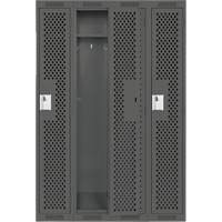 Clean Line Lockers, Bank of 4, 48" x 12" x 72", Steel, Charcoal, Rivet (Assembled), Perforated Equipment World
