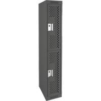 Clean Line Lockers, 2 -tier, 12" x 12" x 72", Steel, Charcoal, Rivet (Assembled), Perforated Equipment World