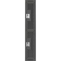 Clean Line Lockers, 2 -tier, 12" x 12" x 72", Steel, Charcoal, Rivet (Assembled), Perforated Equipment World