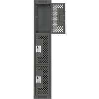 Clean Line Lockers, 3 -tier, 12" x 12" x 72", Steel, Charcoal, Rivet (Assembled), Perforated Equipment World