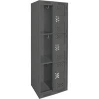 Clean Line Lockers, 3 -tier, Bank of 2, 24" x 12" x 72", Steel, Charcoal, Rivet (Assembled), Perforated Equipment World