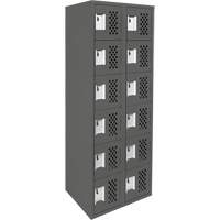 Assembled Lockerettes Clean Line Perforated Economy Lockers, 6 -tier, Bank of 2, 18" x 72" x 12", Steel Equipment World