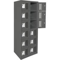 Assembled Lockerettes Clean Line Perforated Economy Lockers, 6 -tier, Bank of 2, 18" x 72" x 12", Steel Equipment World