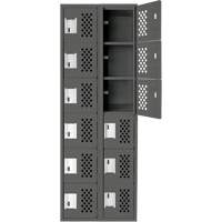 Assembled Lockerettes Clean Line Perforated Economy Lockers, 6 -tier, Bank of 2, 18" x 72" x 12", Steel Equipment World