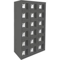 Assembled Lockerettes Clean Line Perforated Economy Lockers, 6 -tier, Bank of 3, 18" x 72" x 12", Steel Equipment World