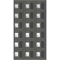 Assembled Lockerettes Clean Line Perforated Economy Lockers, 6 -tier, Bank of 3, 18" x 72" x 12", Steel Equipment World