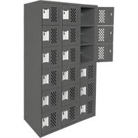 Assembled Lockerettes Clean Line Perforated Economy Lockers, 6 -tier, Bank of 3, 18" x 72" x 12", Steel Equipment World