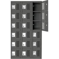 Assembled Lockerettes Clean Line Perforated Economy Lockers, 6 -tier, Bank of 3, 18" x 72" x 12", Steel Equipment World