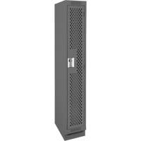 Clean Line Lockers, 12" x 15" x 76", Steel, Charcoal, Rivet (Assembled), Perforated Equipment World