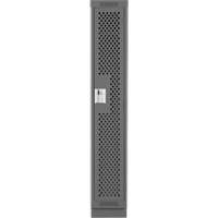 Clean Line Lockers, 12" x 15" x 76", Steel, Charcoal, Rivet (Assembled), Perforated Equipment World
