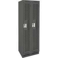 Clean Line Lockers, Bank of 2, 24" x 15" x 76", Steel, Charcoal, Rivet (Assembled), Perforated Equipment World