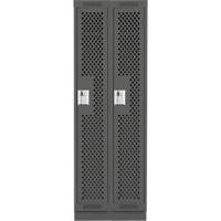 Clean Line Lockers, Bank of 2, 24" x 15" x 76", Steel, Charcoal, Rivet (Assembled), Perforated Equipment World