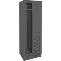 Clean Line Lockers, Bank of 2, 24" x 15" x 76", Steel, Charcoal, Rivet (Assembled), Perforated Equipment World