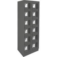 Assembled Lockerettes Clean Line Perforated Economy Lockers, 6 -tier, Bank of 2, 18" x 72" x 12", Steel Equipment World