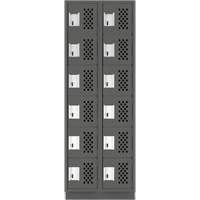 Assembled Lockerettes Clean Line Perforated Economy Lockers, 6 -tier, Bank of 2, 18" x 72" x 12", Steel Equipment World