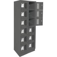 Assembled Lockerettes Clean Line Perforated Economy Lockers, 6 -tier, Bank of 2, 18" x 72" x 12", Steel Equipment World