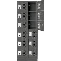 Assembled Lockerettes Clean Line Perforated Economy Lockers, 6 -tier, Bank of 2, 18" x 72" x 12", Steel Equipment World