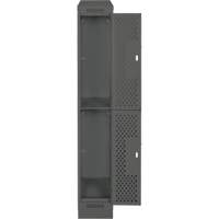 Clean Line Lockers, 2 -tier, 12" x 18" x 82", Steel, Charcoal, Rivet (Assembled), Perforated Equipment World