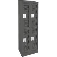 Clean Line Lockers, 2 -tier, Bank of 2, 24" x 12" x 82", Steel, Charcoal, Rivet (Assembled), Perforated Equipment World