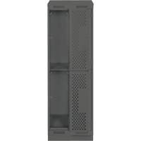Clean Line Lockers, 2 -tier, Bank of 2, 24" x 12" x 82", Steel, Charcoal, Rivet (Assembled), Perforated Equipment World