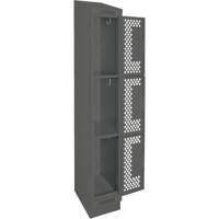 Clean Line Lockers, 3 -tier, 12" x 18" x 82", Steel, Charcoal, Rivet (Assembled), Perforated Equipment World