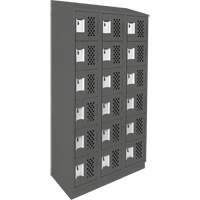 Clean-Line Perforated Lockerette, 6 -tier, Bank of 3, 12" x 72" x 12", Steel Equipment World
