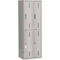 Concorde Heavy-Duty Lockers, 2 -tier, Bank of 2, 24" x 18" x 72", Steel, Grey, Welded (Assembled) Equipment World
