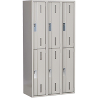Concorde Heavy-Duty Lockers, 2 -tier, Bank of 3, 36" x 18" x 72", Steel, Grey, Welded (Assembled) Equipment World