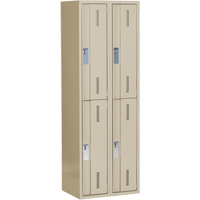 Concorde Heavy-Duty Lockers, 2 -tier, Bank of 2, 24" x 18" x 72", Steel, Beige, Welded (Assembled) Equipment World