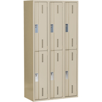 Concorde Heavy-Duty Lockers, 2 -tier, Bank of 3, 36" x 18" x 72", Steel, Beige, Welded (Assembled) Equipment World