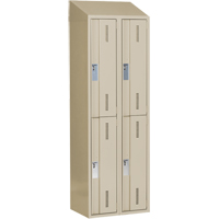 Concorde Heavy-Duty Lockers, 2 -tier, Bank of 2, 24" x 18" x 78", Steel, Beige, Welded (Assembled) Equipment World