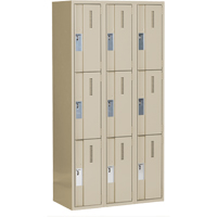 Casiers robustes Concorde, 3 niveaux, Bloc de 3, 36" x 18" x 72", Acier, Beige, Soud&eacute; (assembl&eacute;) Equipment World